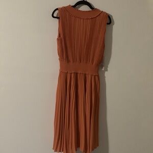 Nanette Lepore Orange Pleated Midi Dress